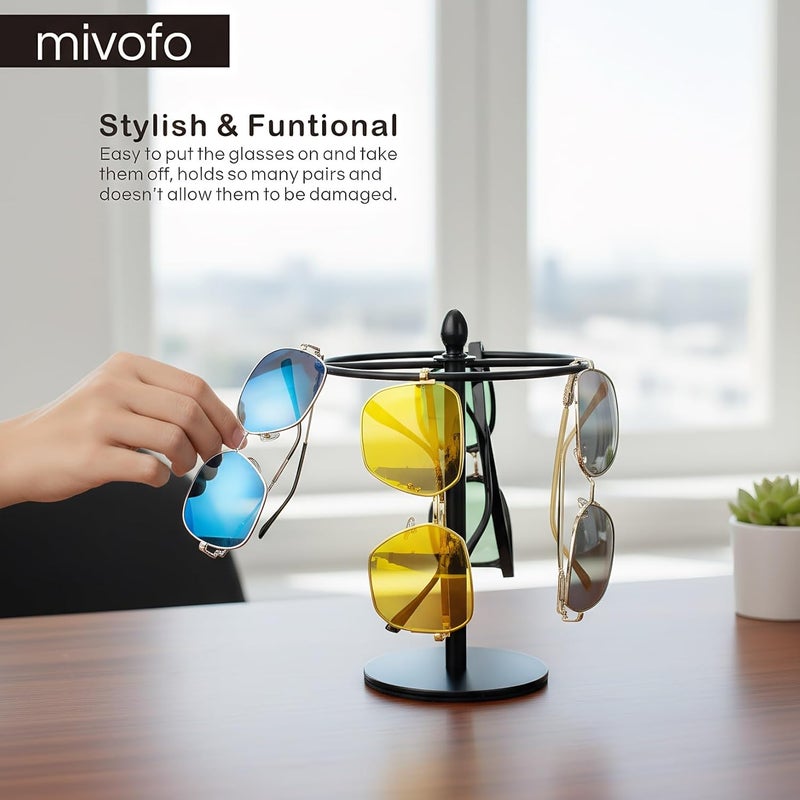 mivofo حامل نظارات شمسية، رف عرض للنظارات لـ 12 نظارة، فولاذ مقاوم للصدأ - أسود - Image 3